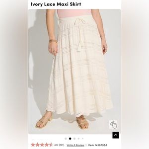 Torrid Ivory lace maxi skirt size 2